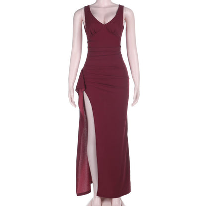 V-neck Split Evening Gown Dress