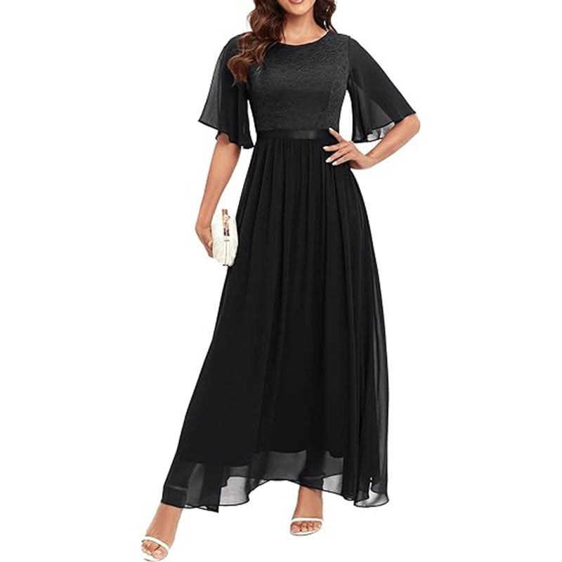 Short Sleeve Lace Bridesmaid Dress For Women