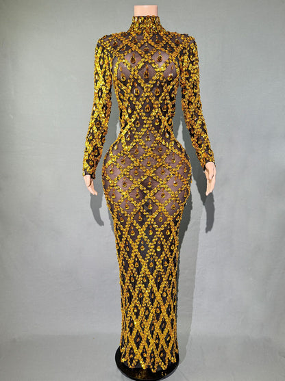 Shiny Rhinestone Women's Evening Party Formal Dress