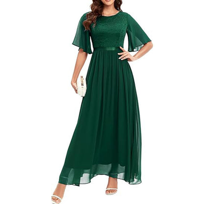 Short Sleeve Lace Bridesmaid Dress For Women
