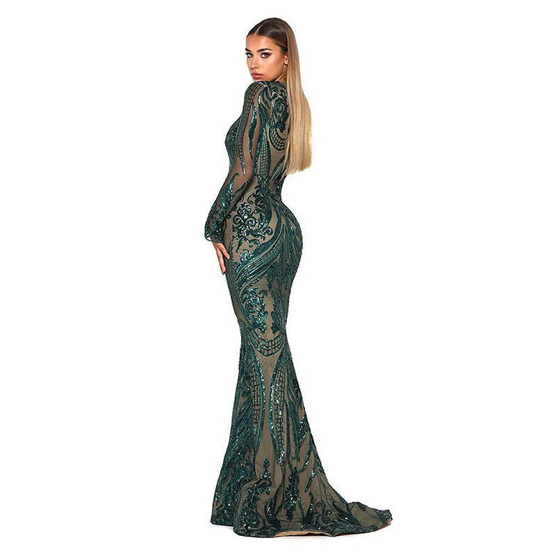 Women's Dark Green Formal Statement Dress