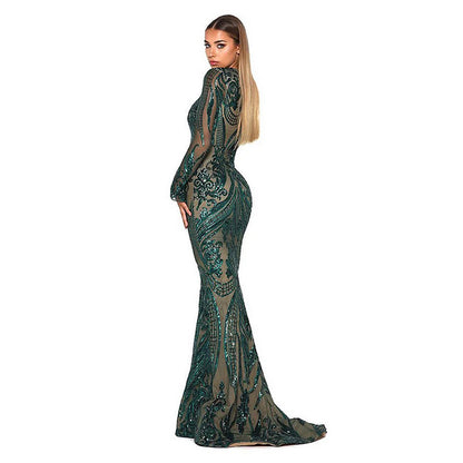 Women's Dark Green Formal Statement Dress