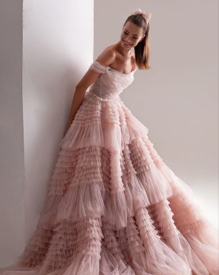 Classic Long Sleeve Lace Ball Gown Wedding Dress with Cathedral Train.