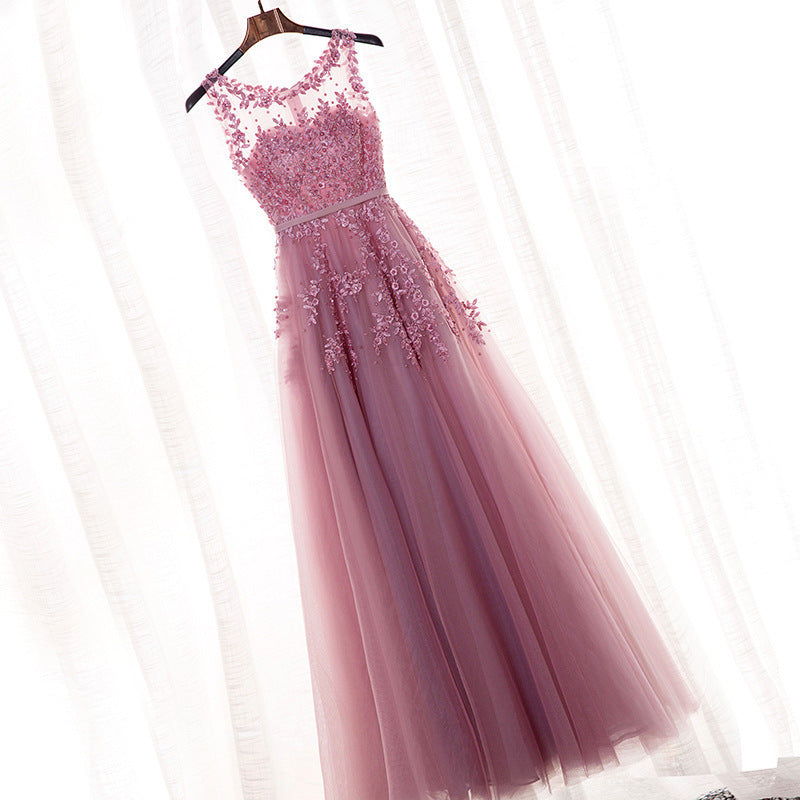 Summer Banquet One-shoulder Bridesmaid Dress Long Style