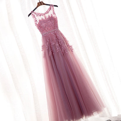Summer Banquet One-shoulder Bridesmaid Dress Long Style
