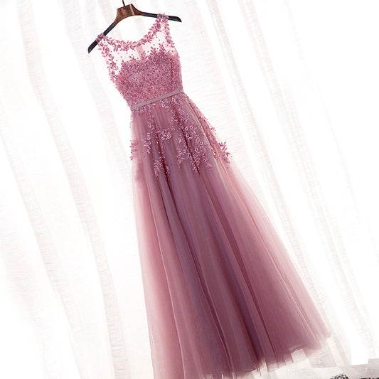 Summer Banquet One-shoulder Bridesmaid Dress Long Style