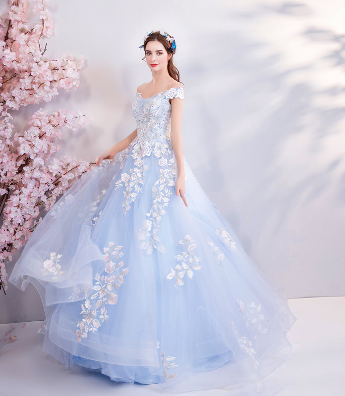 Blue formal ball gown