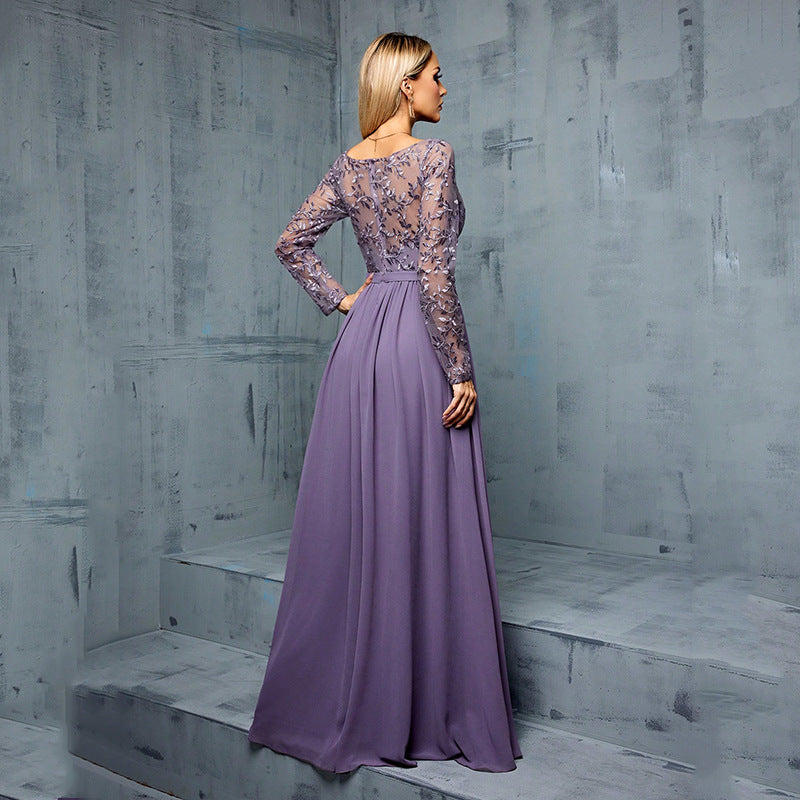 Chiffon Long Sleeve Formal bridesmaid Dress