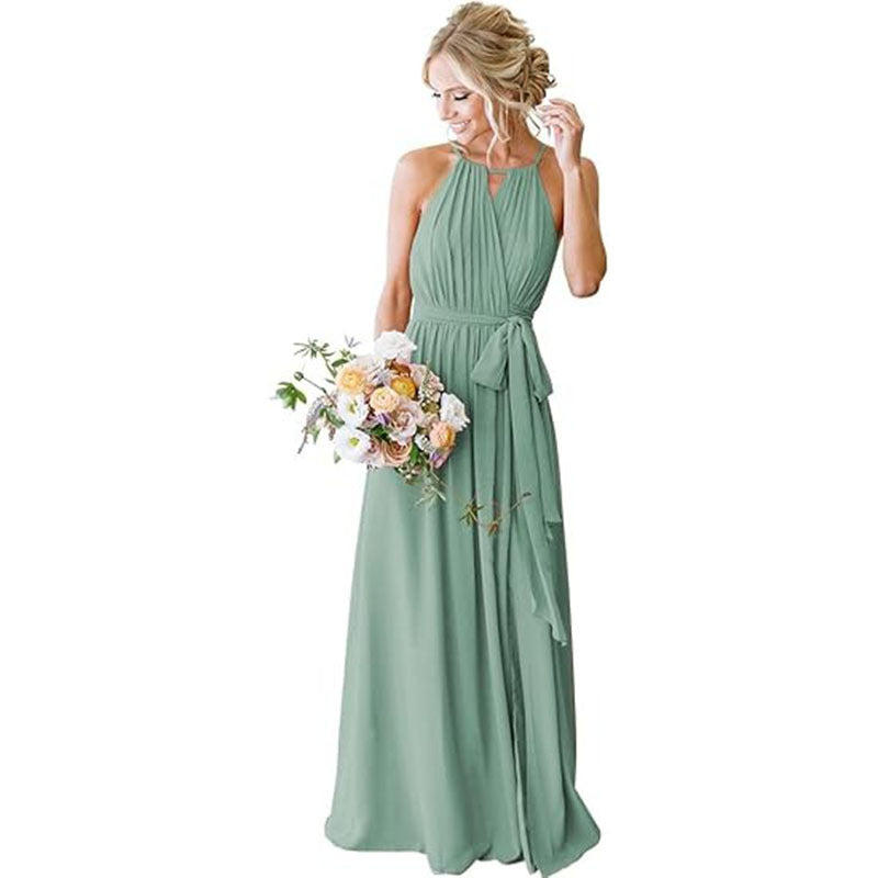 Strap Chiffon Bridesmaid Dress Long