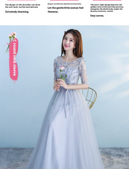 Long Bridesmaid Blue Wedding Party Dress