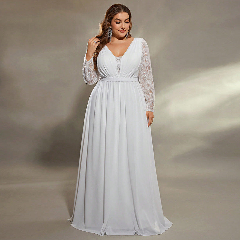 Formal Plus Size Long Sexy Loose Waist Wedding Dress