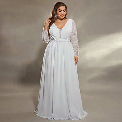 Formal Plus Size Long Sexy Loose Waist Wedding Dress