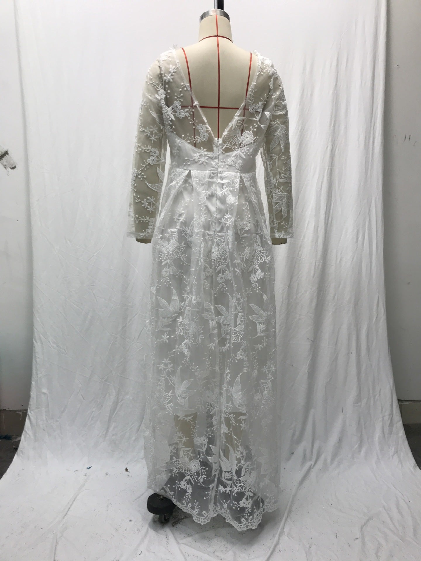 Long Sleeve Off-shoulder White Bridal Wedding Dress